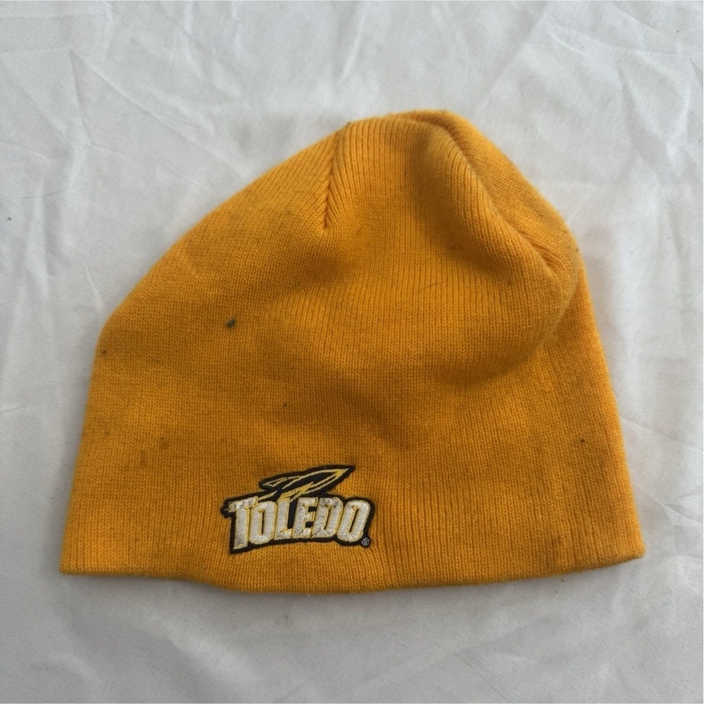 Yellow Toledo Logo Knit Beanie Hat Solid Unisex Adults One Size